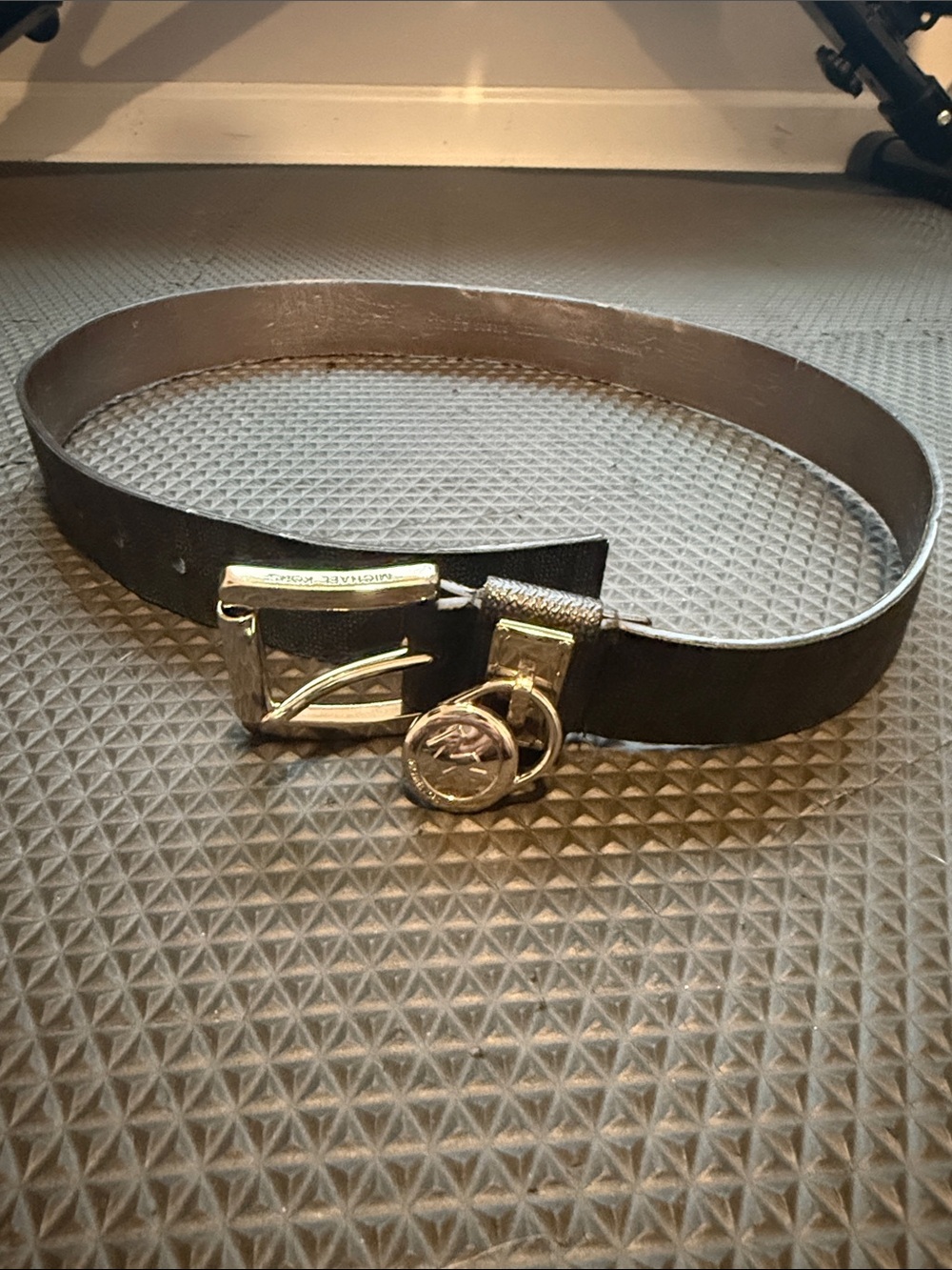 Women’s Black Leather Belt with Gold Buckle